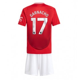 Manchester United Alejandro Garnacho #17 Hemmakläder Barn 2024-25 Kortärmad (+ Korta byxor)